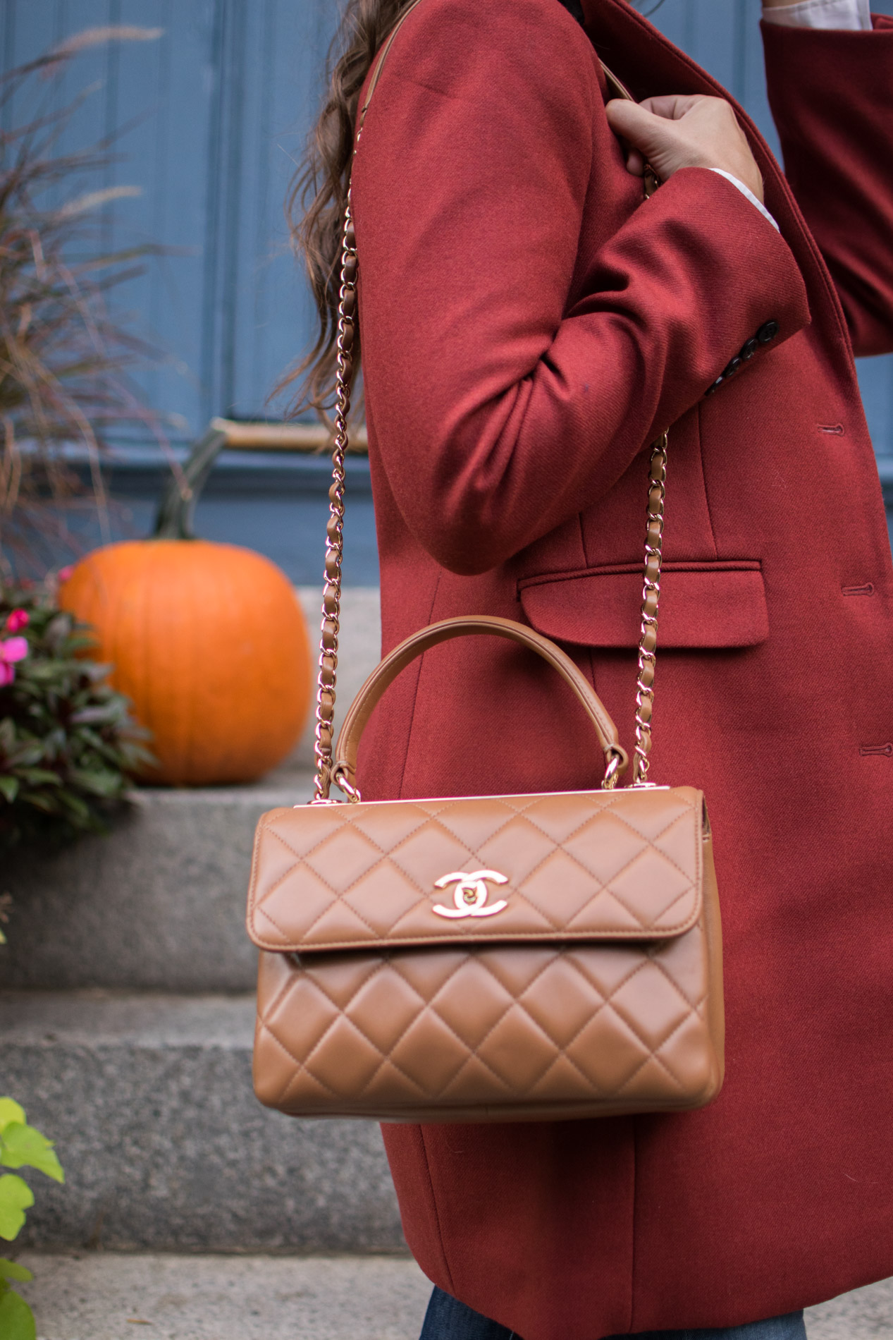 chanel cc trendy tote, stylish fall coats, j.crew parke topcoat, boston, the-alyst.com